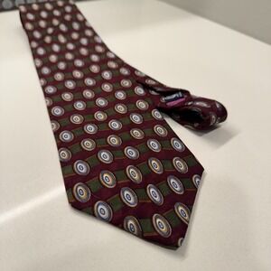 Vintage Nautica Tie Geometric 100% Silk Circle Hand Made Necktie‎ 100% Silk